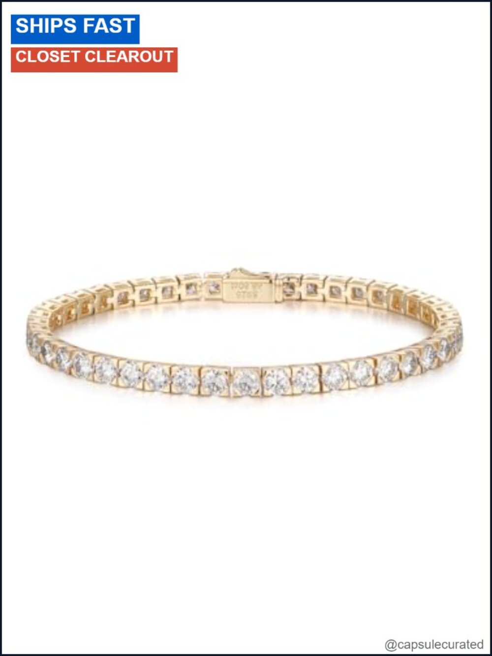 Moissanite Tennis Bracelet Solid 925 Sterling Silver 18K Yellow Gold Plated
